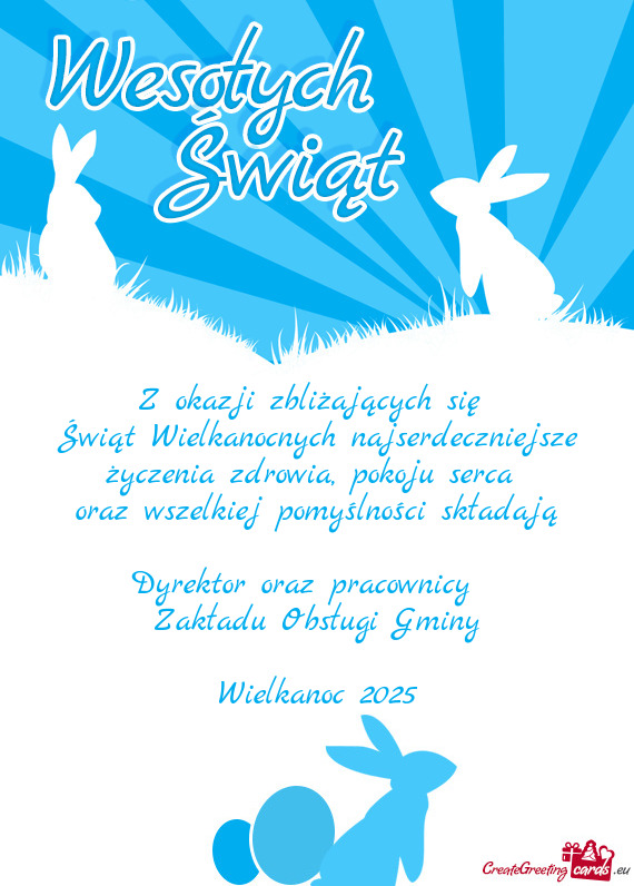 Świąt Wielkanocnych najserdeczniejsze życzenia zdrowia, pokoju serca