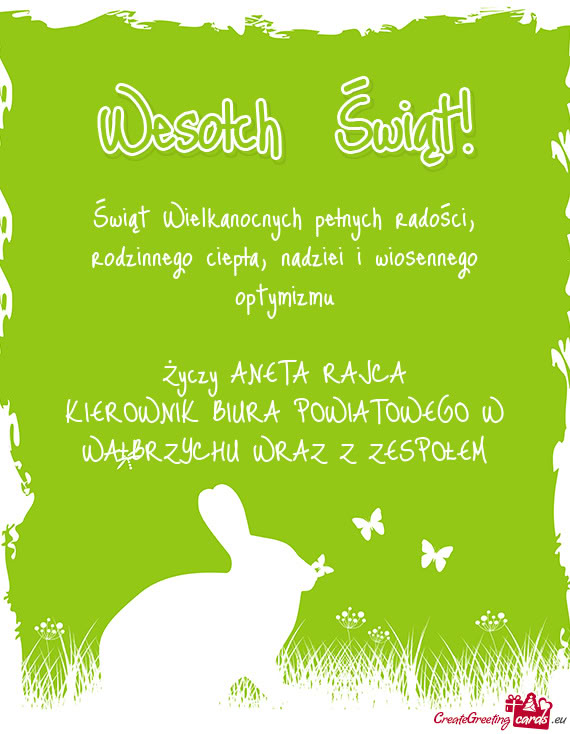 Świąt Wielkanocnych pełnych radości, rodzinnego ciepła, nadziei i wiosennego optymizmu