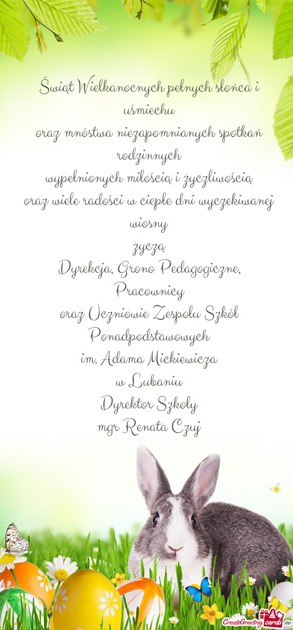 Świąt Wielkanocnych pełnych słońca i uśmiechu