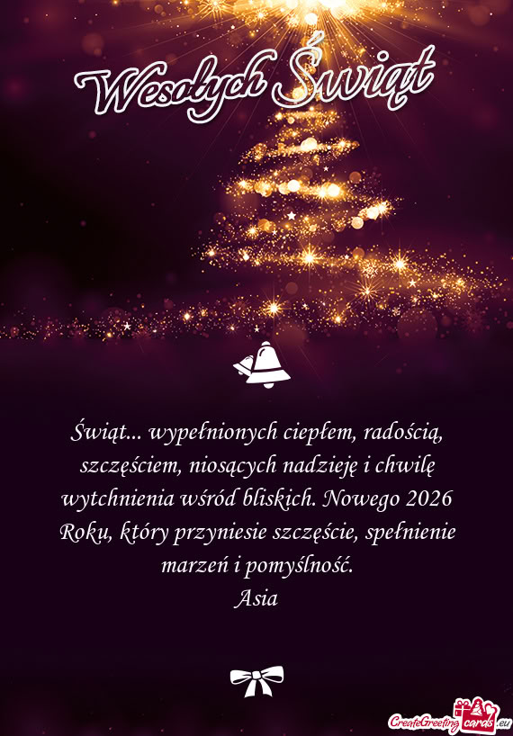 Świąt... wypełnionych ciepłem, radością, szczęściem, niosących nadzieję i chwilę wytchnie