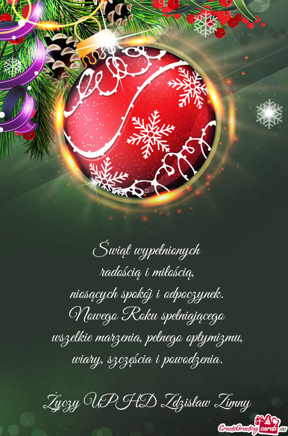 Świąt wypełnionych  radością i miłością,  niosących spokój i