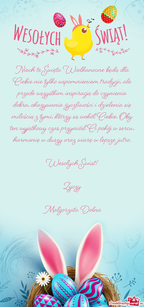 Świąt! Życzy Małgorzata