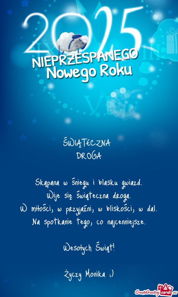 ŚWIĄTECZNA DROGA Skąpana w śniegu i blasku gwiazd