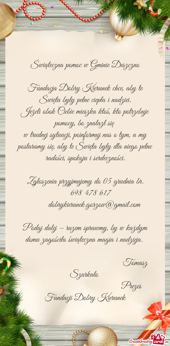 Świąteczna pomoc w Gminie Deszczno
