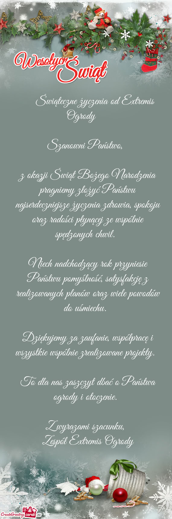 🎄 Świąteczne życzenia od Extremis Ogrody 🎄