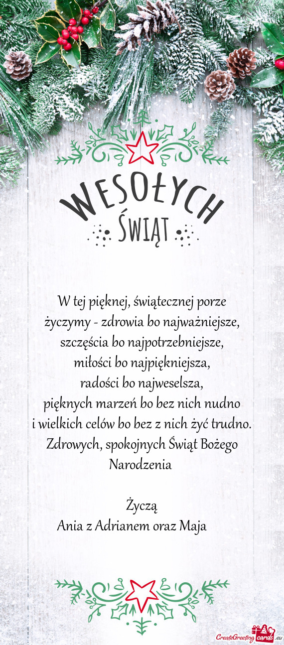 Świątecznej porze życzymy - zdrowia bo najważniejsze