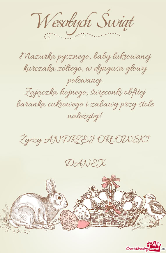 Święconki obfitej baranka cukrowego i zabawy przy stole należytej! ANDRZEJ ORŁOWSKI