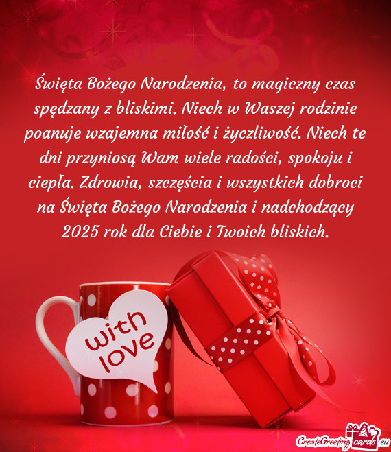 Święta Bożego Narodzenia, to magiczny czas spędzany z bliskimi. Niech w Waszej rodzinie poanuje