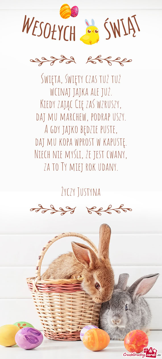 Święta, święty czas tuż tuż  wcinaj jajka ale już.  Kiedy zając Cię