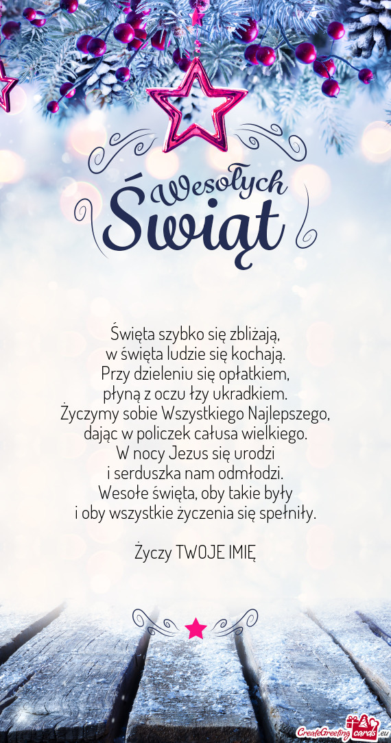 Święta szybko się zbliżają,  w święta ludzie się kochają.  Przy