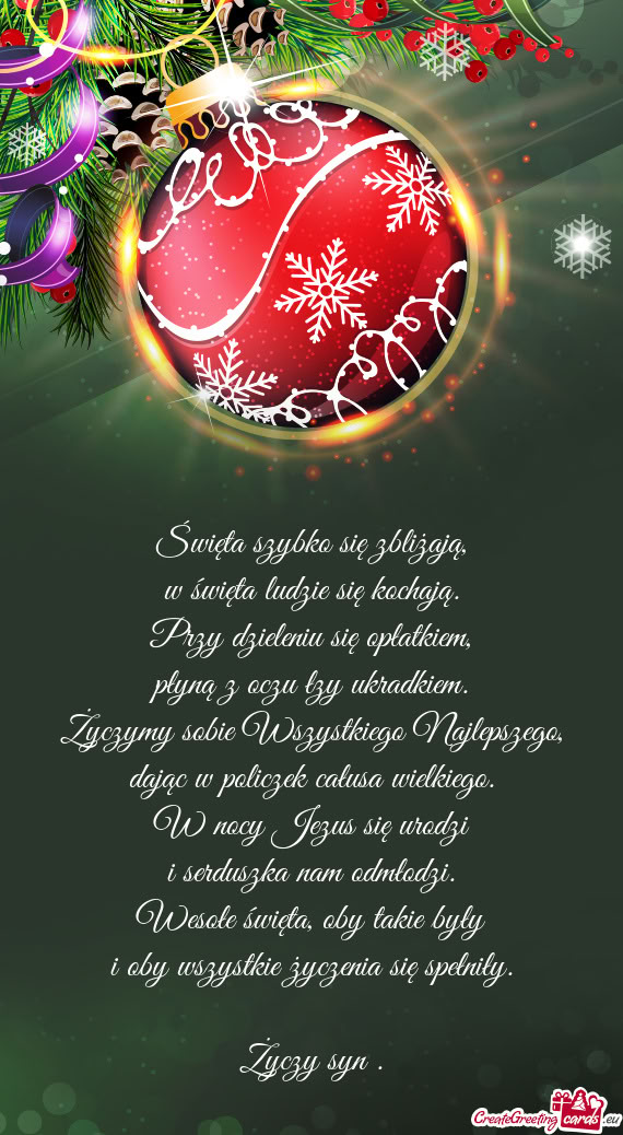 Święta szybko się zbliżają,  w święta ludzie się kochają.  Przy