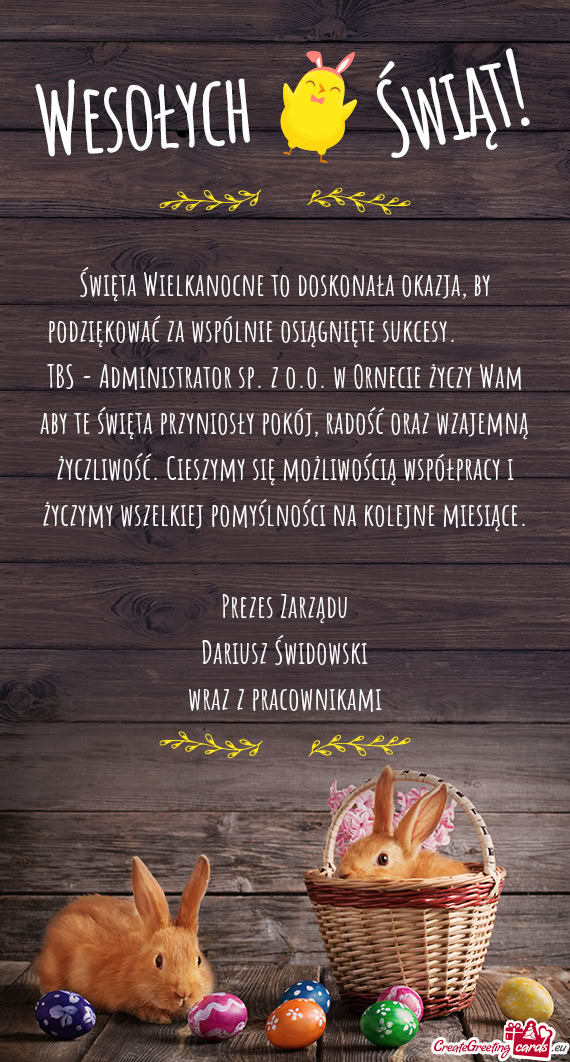 Święta Wielkanocne to doskonała okazja, by podziękować za wspólnie osiągnięte sukcesy