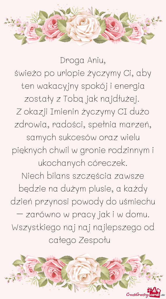 Świeżo po urlopie życzymy Ci, aby ten wakacyjny spokój i energia zostały z Tobą jak najdłuże