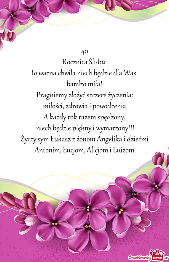 Sym Łukasz z żonom Angelika i dziećmi Antonim, Łucjom, Alicjom i Luizom