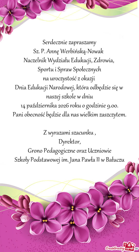 Sz. P. Annę Werbińską-Nowak