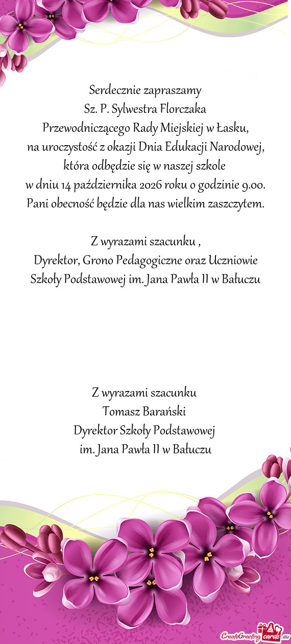 Sz. P. Sylwestra Florczaka