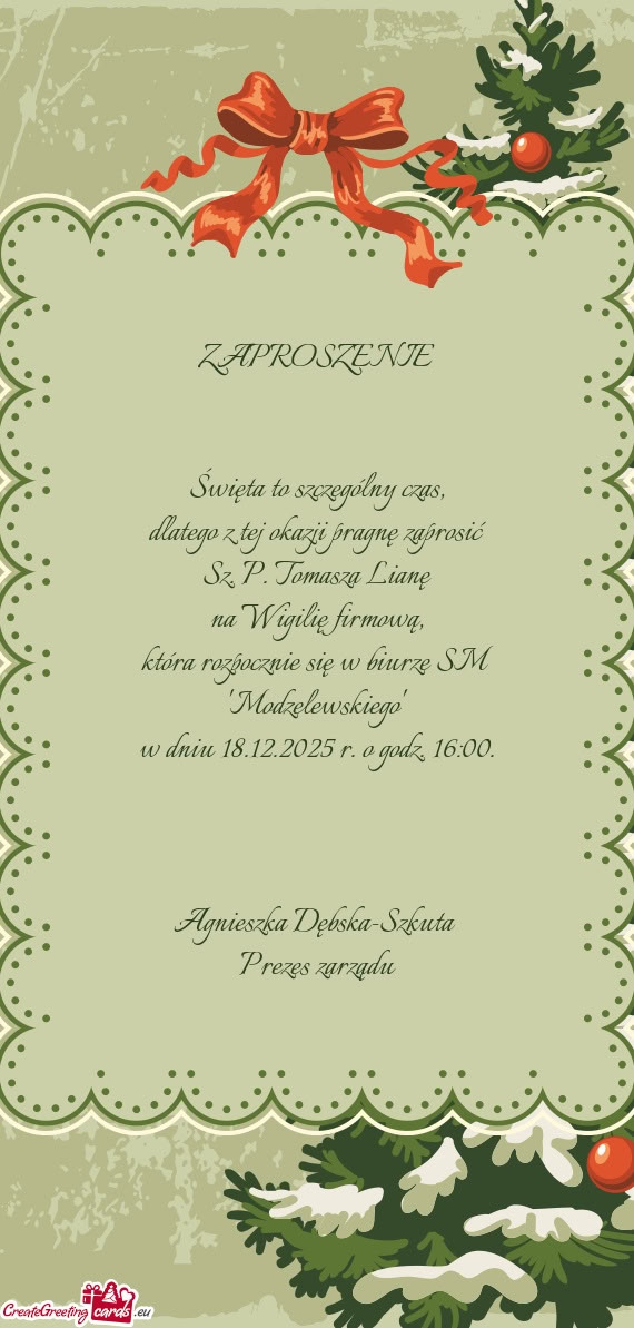 Sz. P. Tomasza Lianę