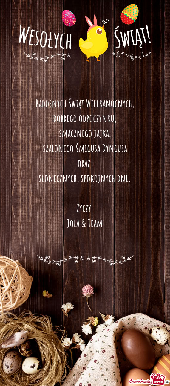 Szalonego Śmigusa Dyngusa oraz słonecznych