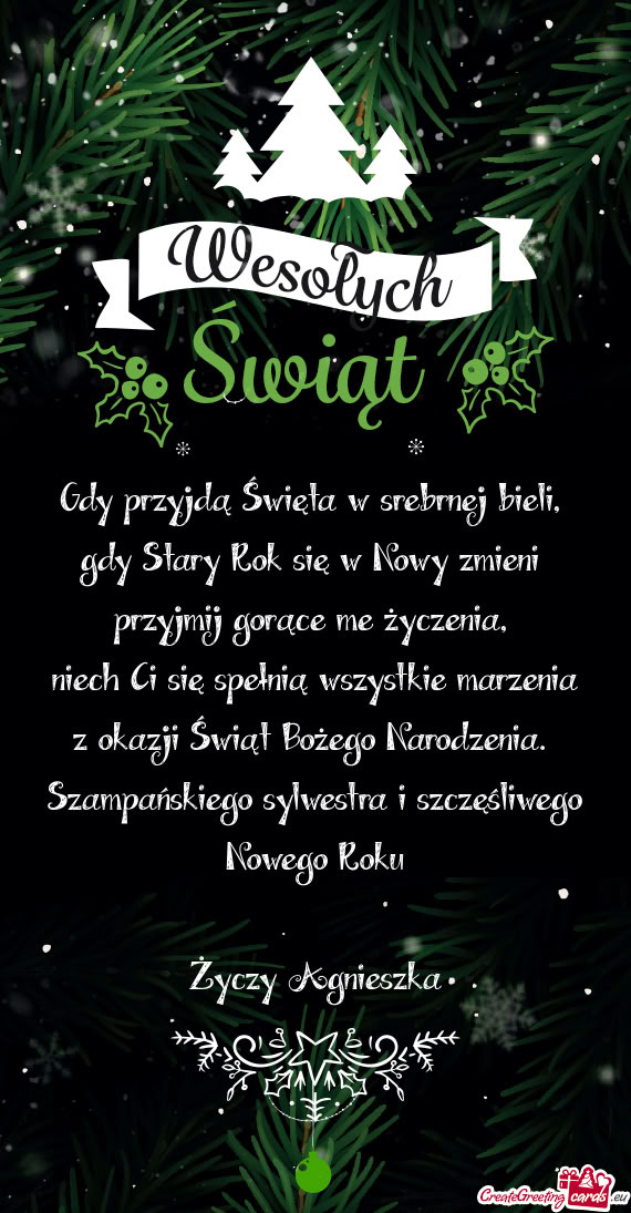 Szampańskiego sylwestra i szczęśliwego Nowego Roku Agnieszka