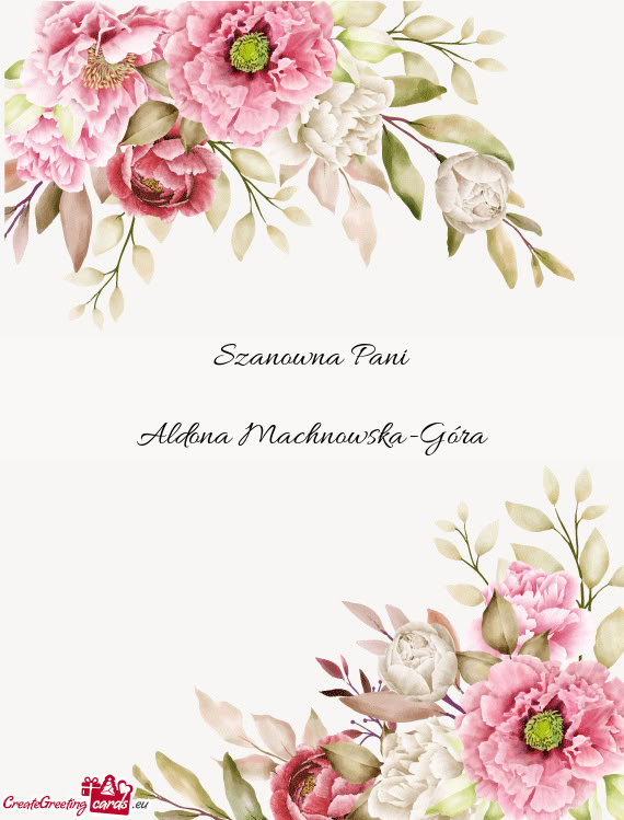 Szanowna Pani Aldona Machnowska-Góra