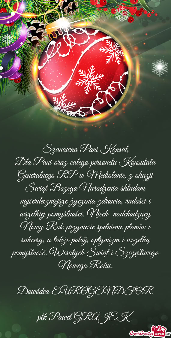 Szanowna Pani Konsul