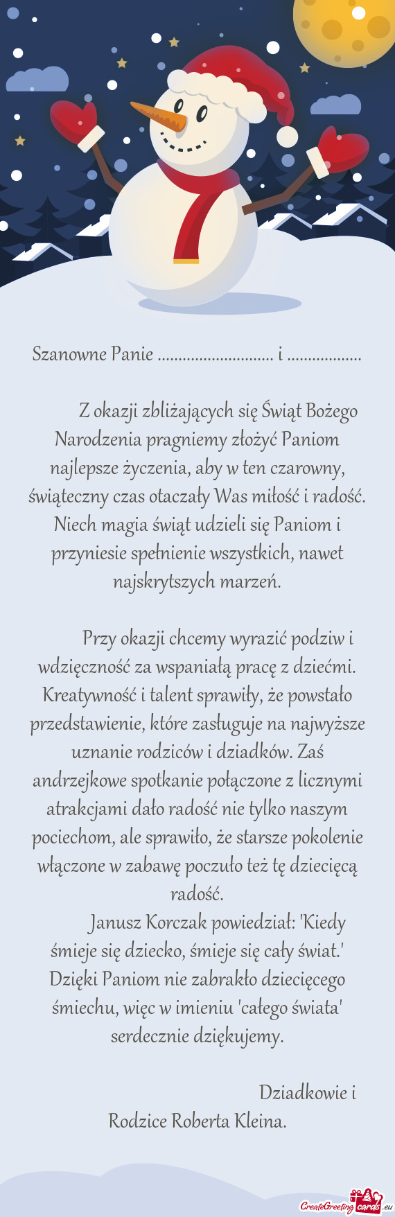 Szanowne Panie ............................ i