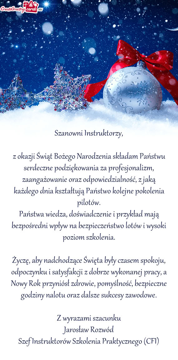 Szanowni Instruktorzy