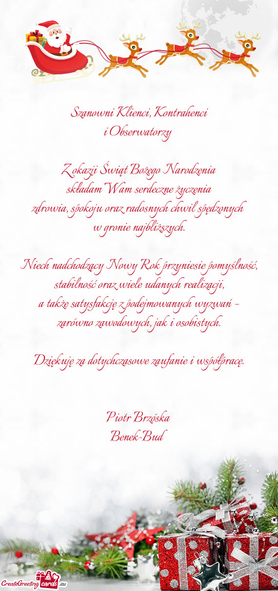 Szanowni Klienci, Kontrahenci