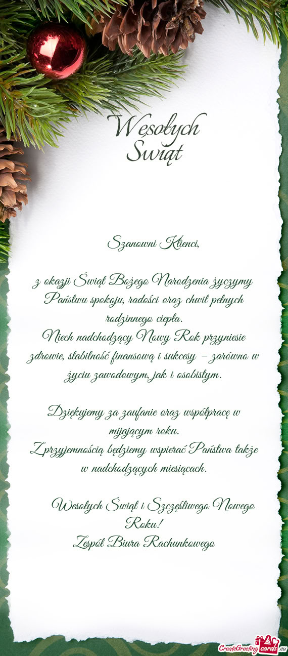 🎄 Szanowni Klienci