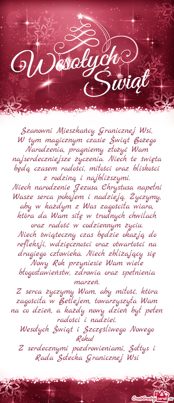 Szanowni Mieszkańcy Granicznej Wsi