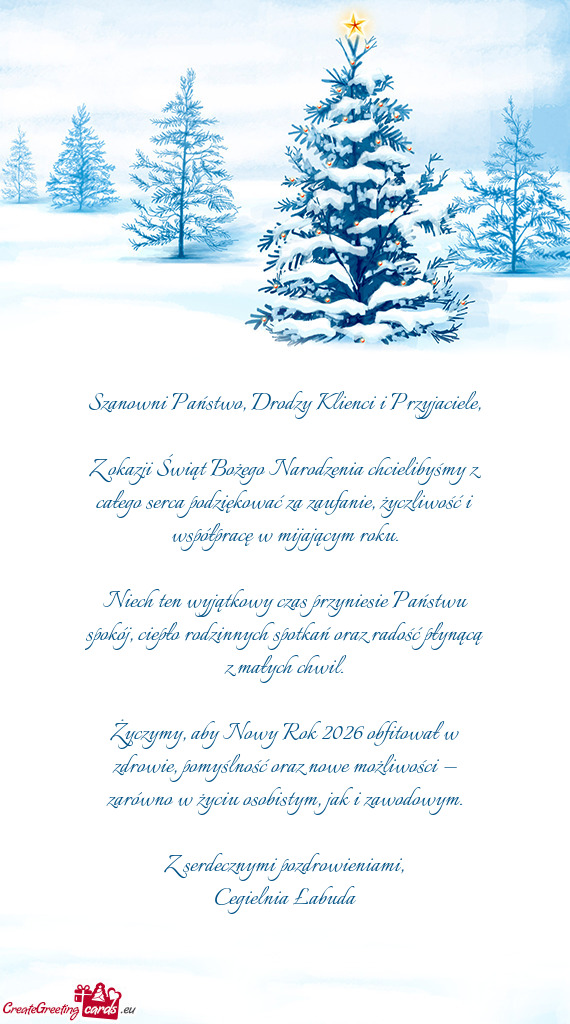 Szanowni Państwo, Drodzy Klienci i Przyjaciele