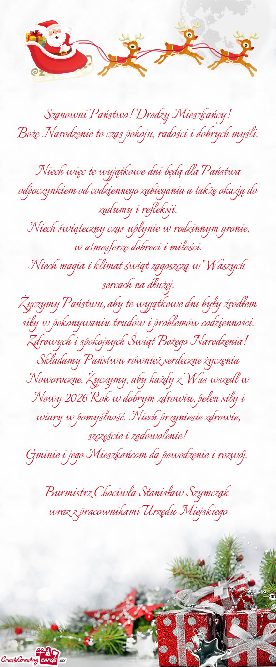 Szanowni Państwo! Drodzy Mieszkańcy