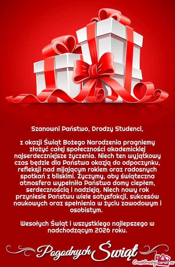 Szanowni Państwo, Drodzy Studenci