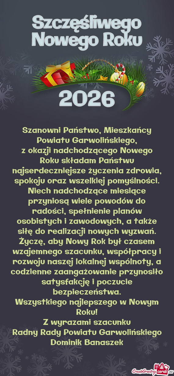 Szanowni Państwo, Mieszkańcy Powiatu Garwolińskiego