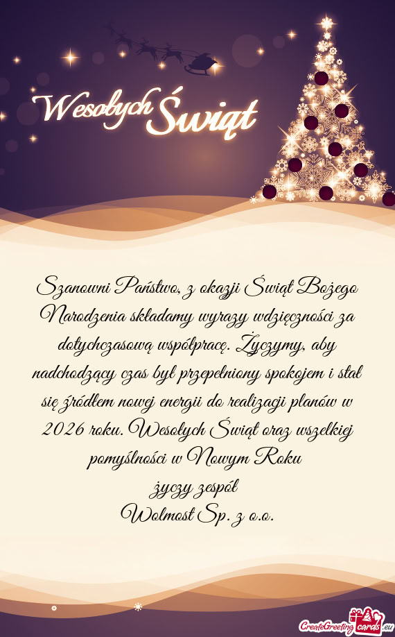 Szanowni Państwo, z okazji Świąt Bożego Narodzenia składamy wyrazy wdzięczności za dotychczas