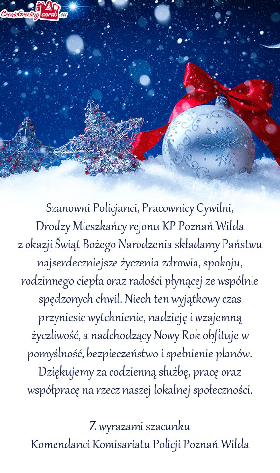 Szanowni Policjanci, Pracownicy Cywilni