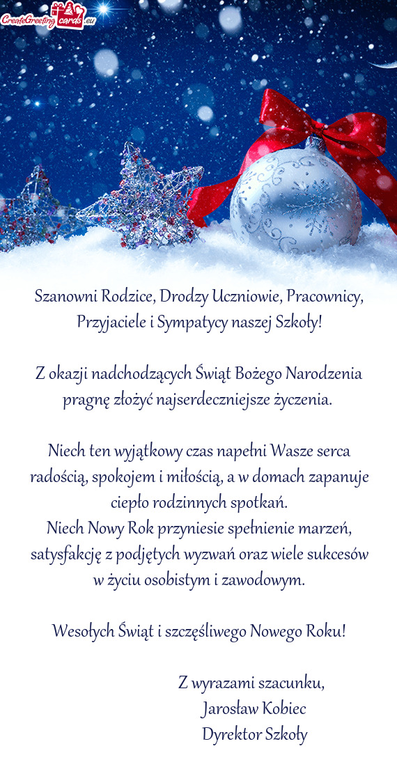 Szanowni Rodzice, Drodzy Uczniowie, Pracownicy, Przyjaciele i Sympatycy naszej Szkoły