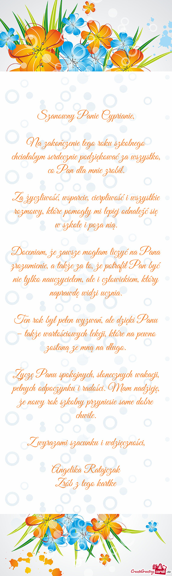 Szanowny Panie Cyprianie