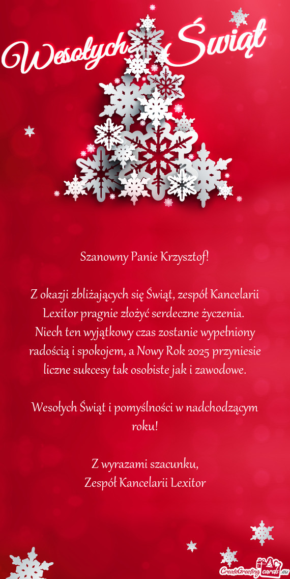 Szanowny Panie Krzysztof