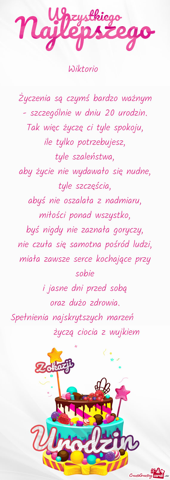 Szczególnie w dniu 20 urodzin