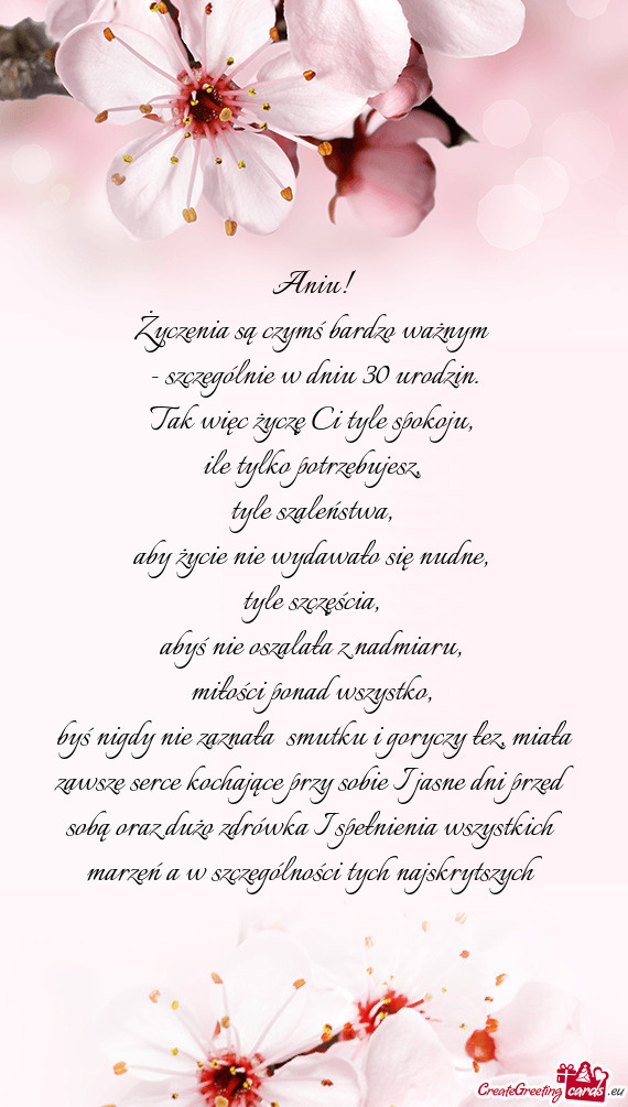 Szczególnie w dniu 30 urodzin