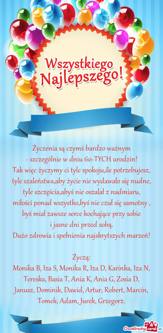 Szczególnie w dniu 60-TYCH urodzin