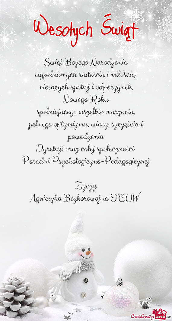 Szczęścia i powodzenia Dyrekcji oraz całej społeczności Poradni Psychologiczno-Pedagogiczne
