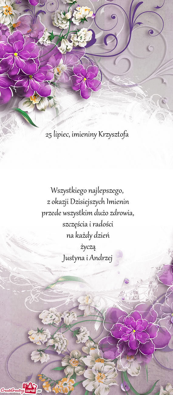 Szczęścia i radości na każdy dzień życzą Justyna i Andrzej