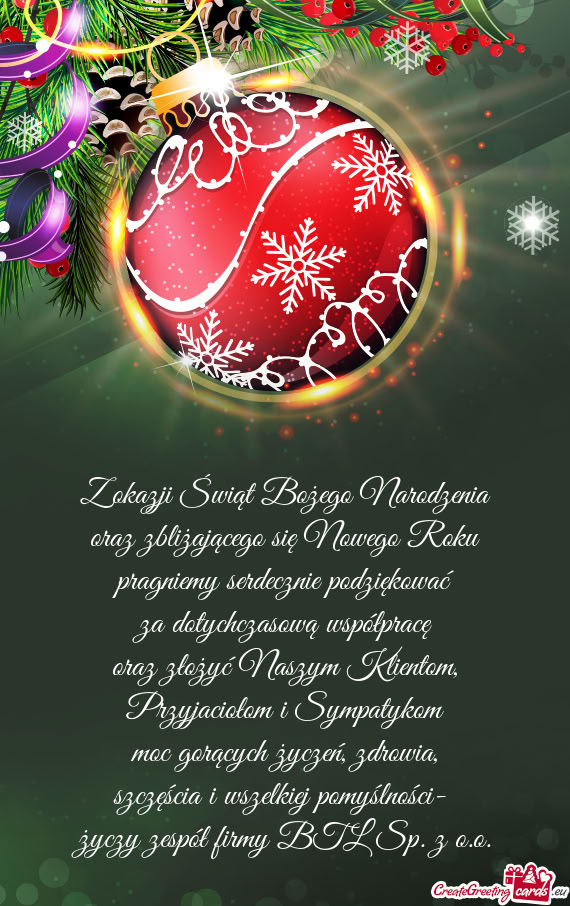 Szczęścia i wszelkiej pomyślności- zespół firmy BTL Sp