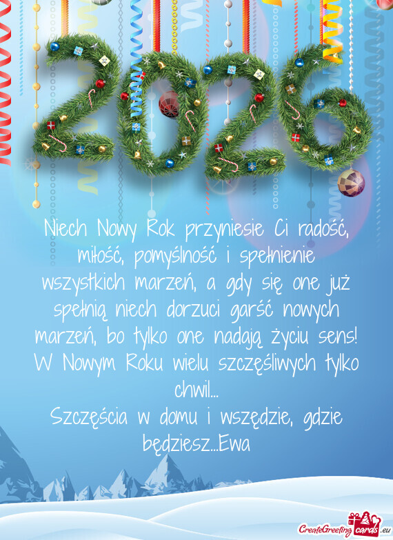 Szczęścia w domu i wszędzie, gdzie będziesz...Ewa