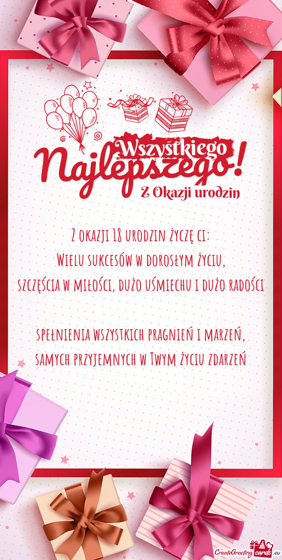 Szczęścia w miłości, dużo uśmiechu i dużo radości