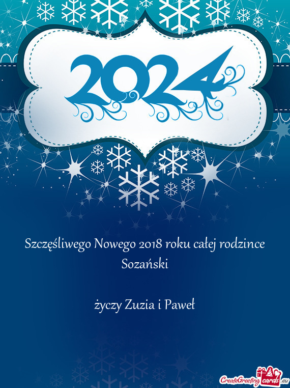 Szczęśliwego Nowego 2018 roku całej rodzince Sozański