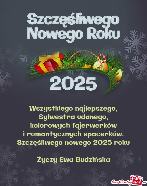 Szczęśliwego nowego 2025 roku Ewa Budzińska
