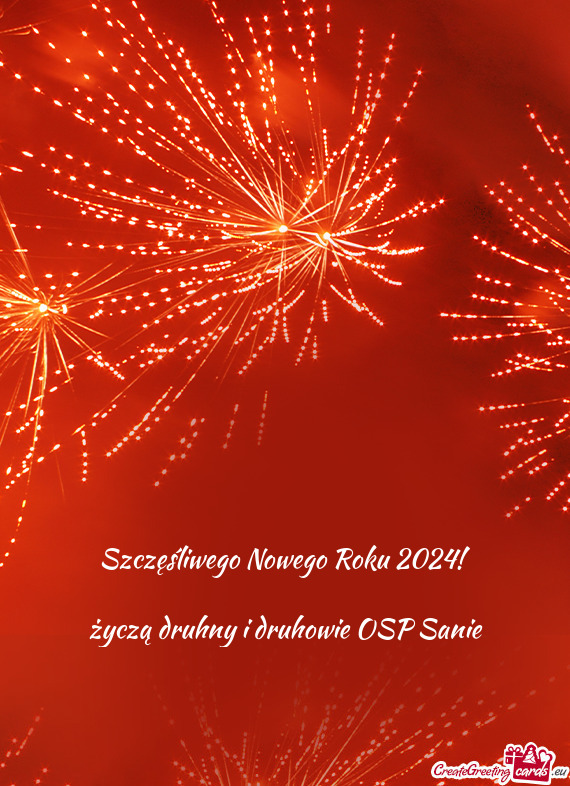 Szczęśliwego Nowego Roku 2024!  życzą druhny i druhowie OSP Sanie